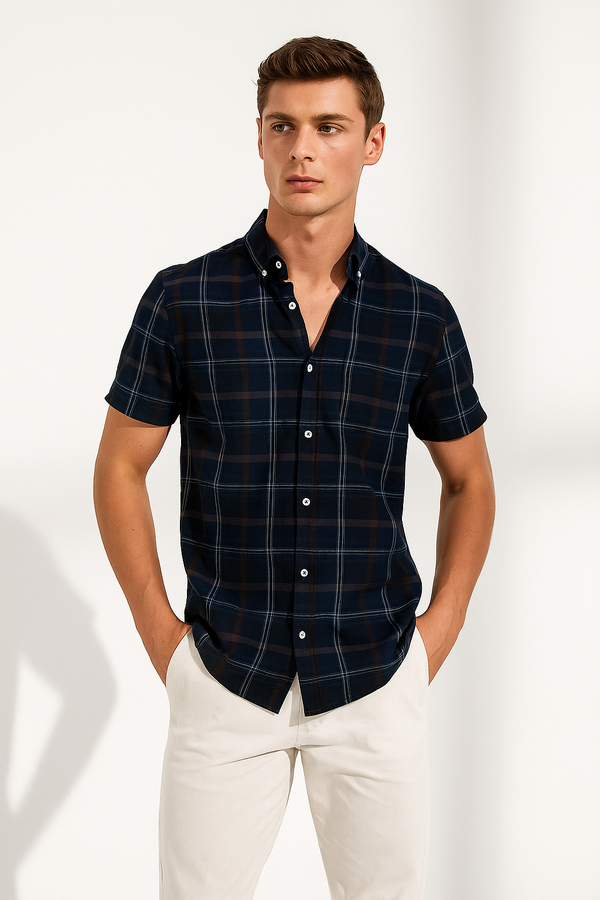 Rust Navy Check Shirt