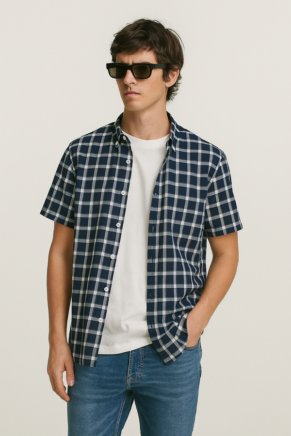 Blue Grid Casual