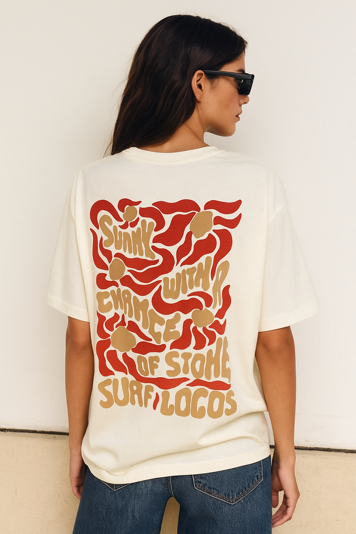 Wave Talk Oversized Tee – white