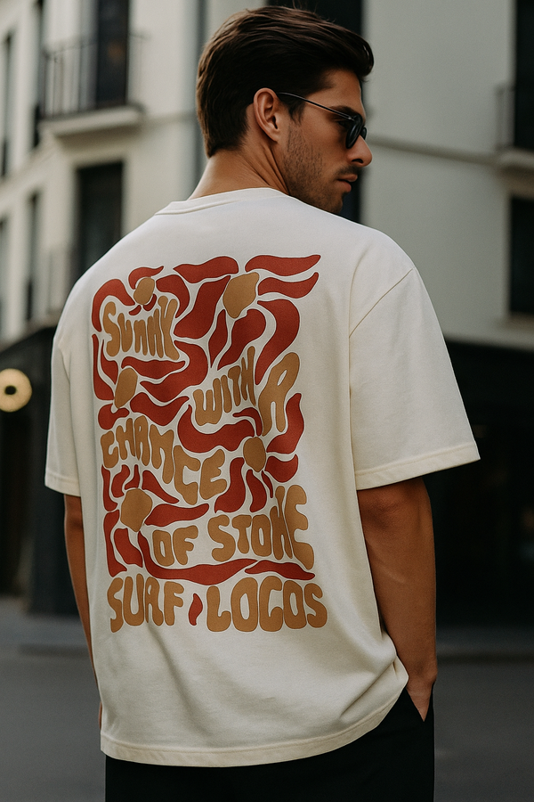 Wave Talk Oversized Tee – white