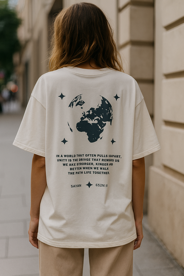 Unity Globe Oversized Tee – white