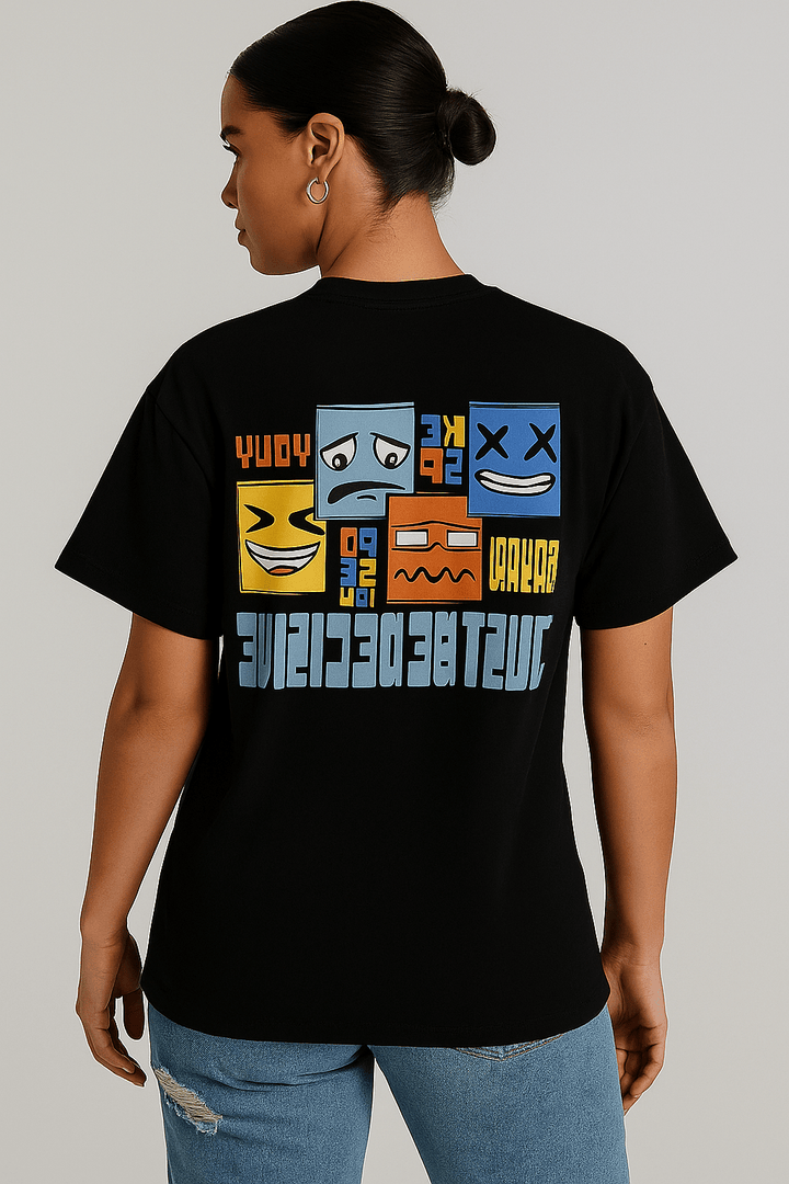 Mood Blocks Oversized Tee – Jet Black