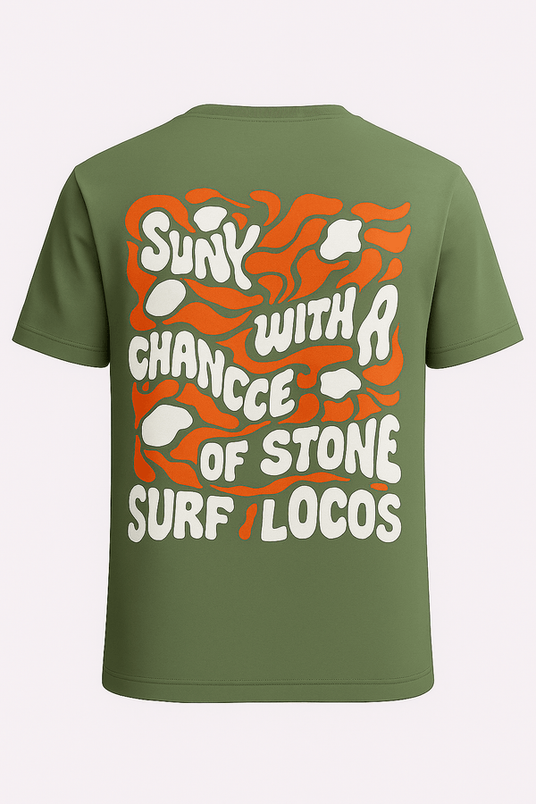 Wave Talk Oversized Tee – Olive Green