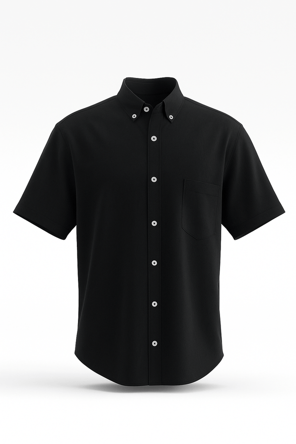 EdgeLine Cotton Shirt – Jet Black