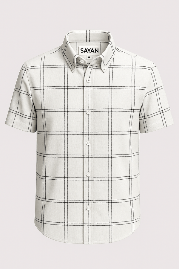 BreezeGrid Mesh Shirt – White Check