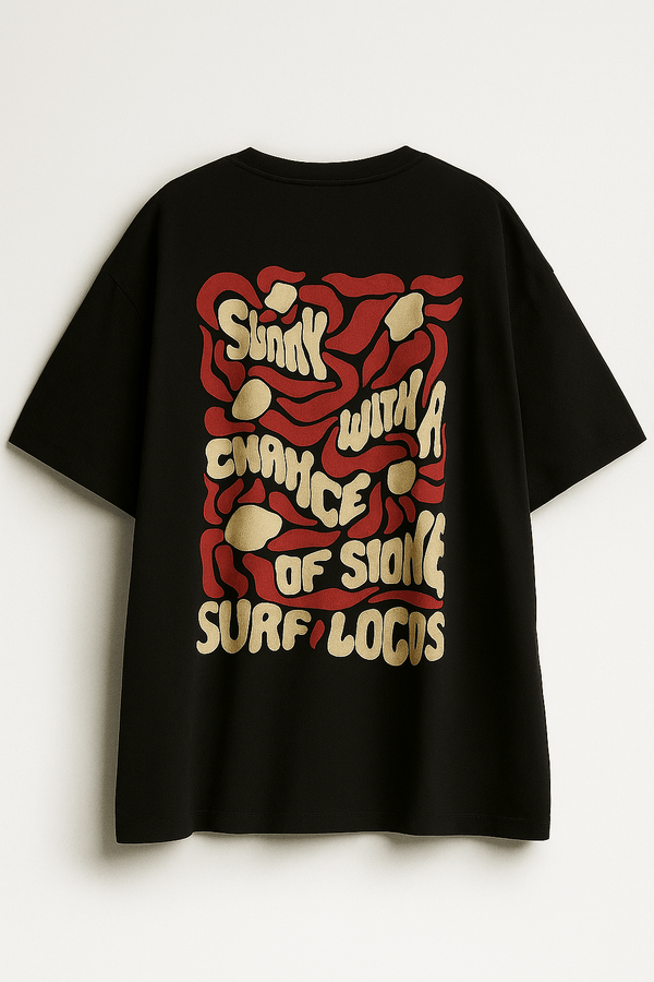 Wave Talk Oversized Tee – Jet Black