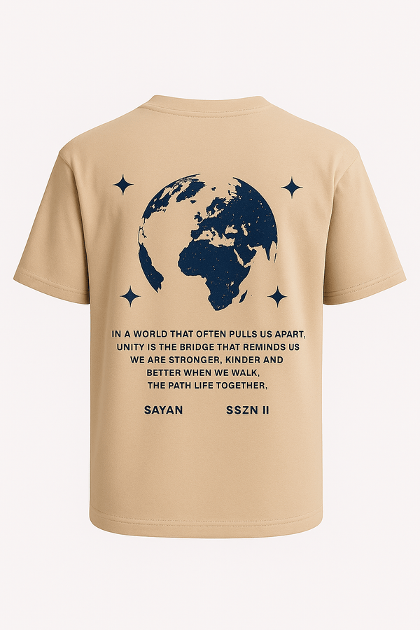 Unity Globe Oversized Tee – Sand Beige
