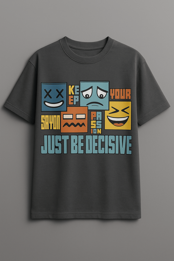 Mood Blocks Oversized Tee – Charcoal Gray