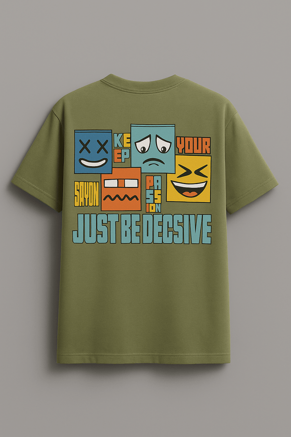 Mood Blocks Oversized Tee – Olive Green