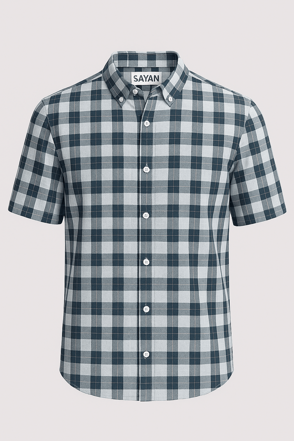 GridLine Cotton Shirt – Navy Check
