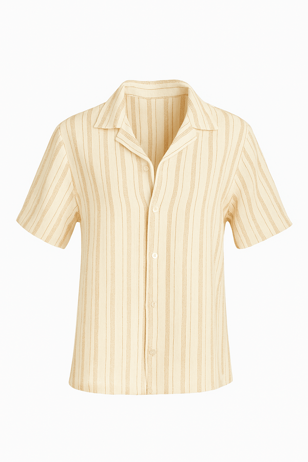 Sunset Stripes Linen Shirt – Cream Beige
