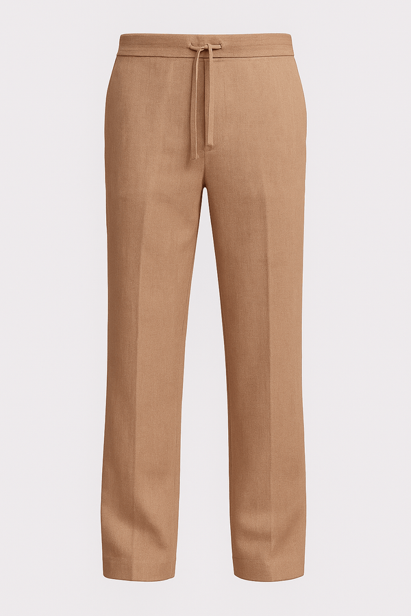 City Ease Linen Pants – Mocha Beige