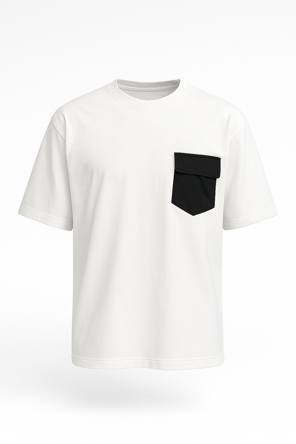 Utility Pocket Oversized Tee– Clean White