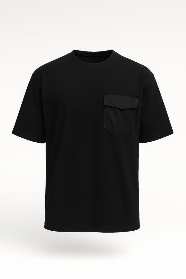 Utility Pocket Oversized Tee – Jet Black