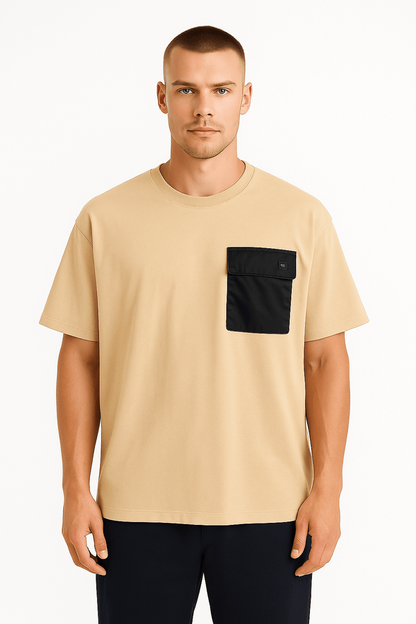 Utility Pocket Oversized Tee– beige