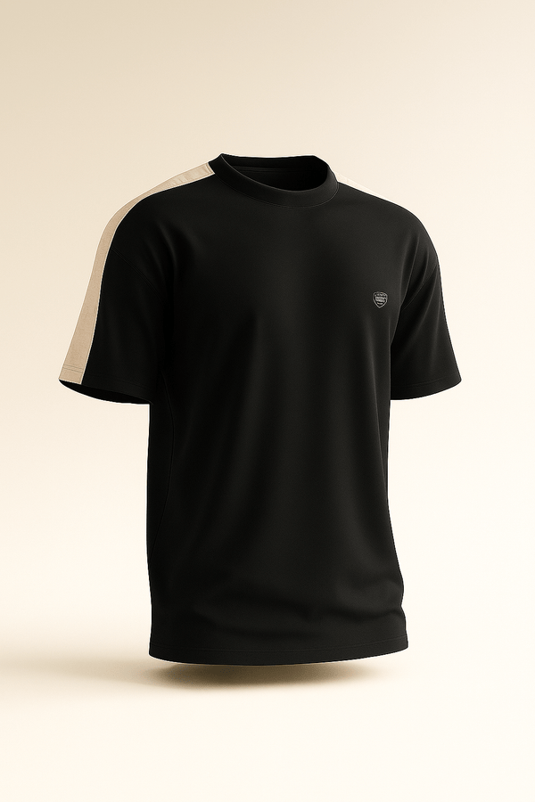 black Shoulder Stripe Tee