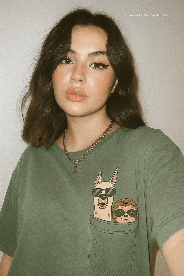 Pocket Pup Oversized Tee in green